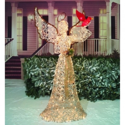 Tis Your Season | 70&quot; Life Size Lighted Angel &amp; Cardinal Christmas