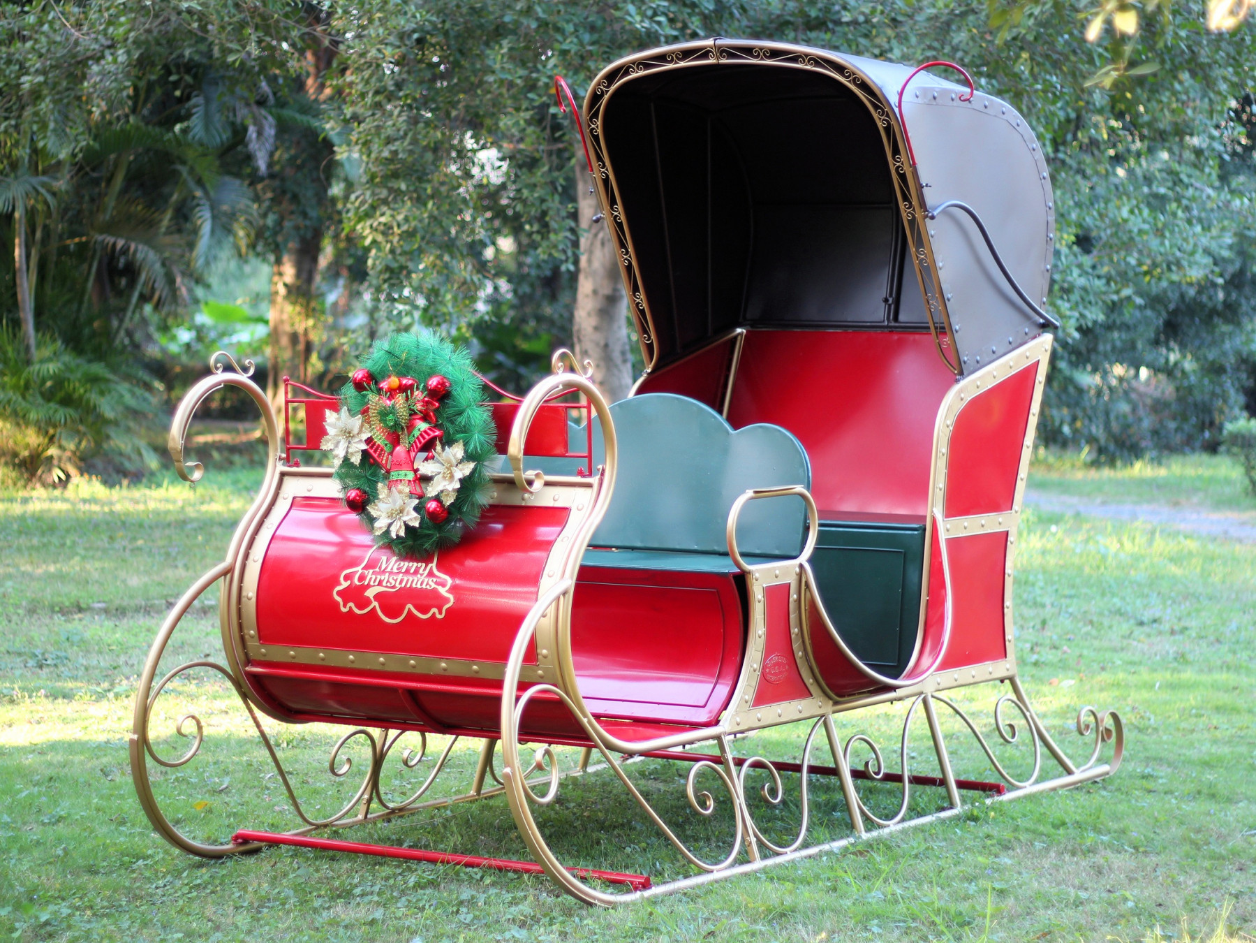 Tis Your Season  LifeSize Christmas Victorian Santa Sleigh Iron