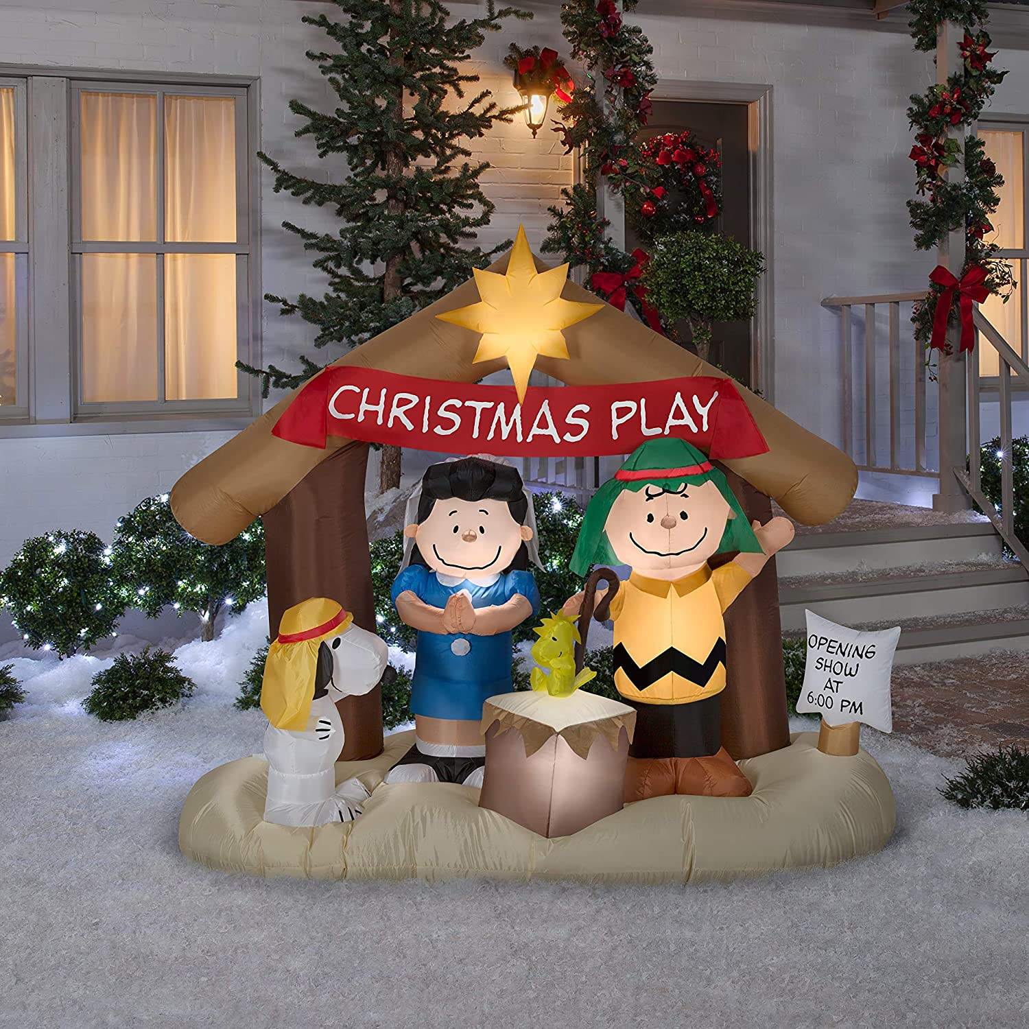 Tis Your Season  Gemmy Inflatables Peanuts Nativity Scene Christmas Decoration Charlie Brown