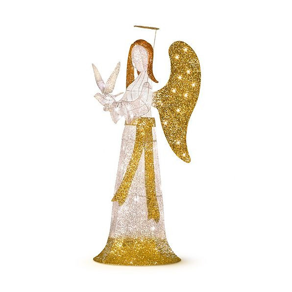 Tis Your Season | 5' Lighted Praying Angel with Dove Christmas Decoration