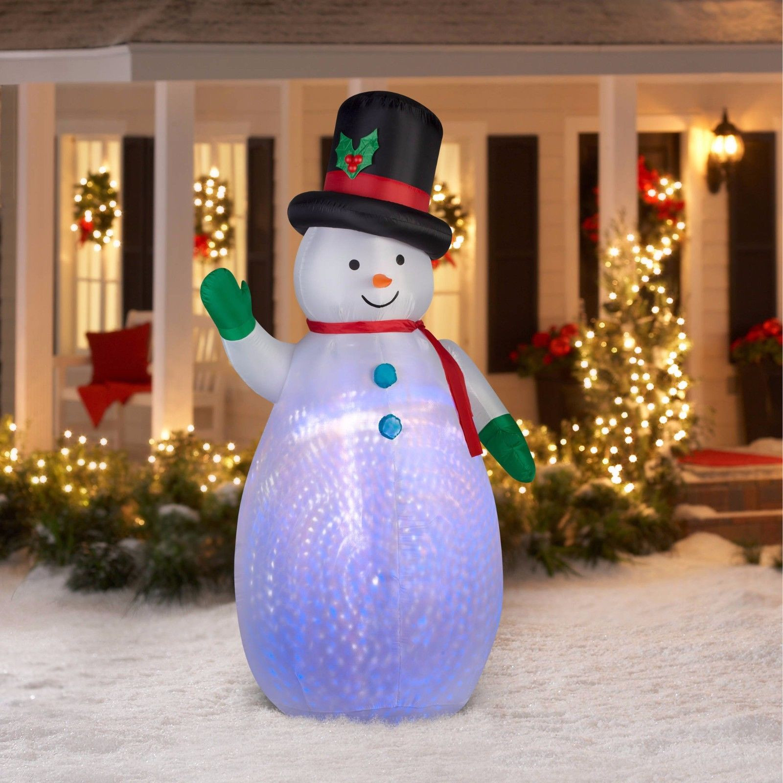 Tis Your Season | 7.5' Projection Kaleidoscope Inflatable Snowman ...