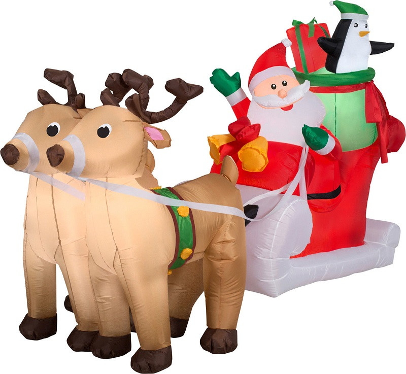 Tis Your Season | Santa with Sleigh and Reindeer Scene Airblown ...