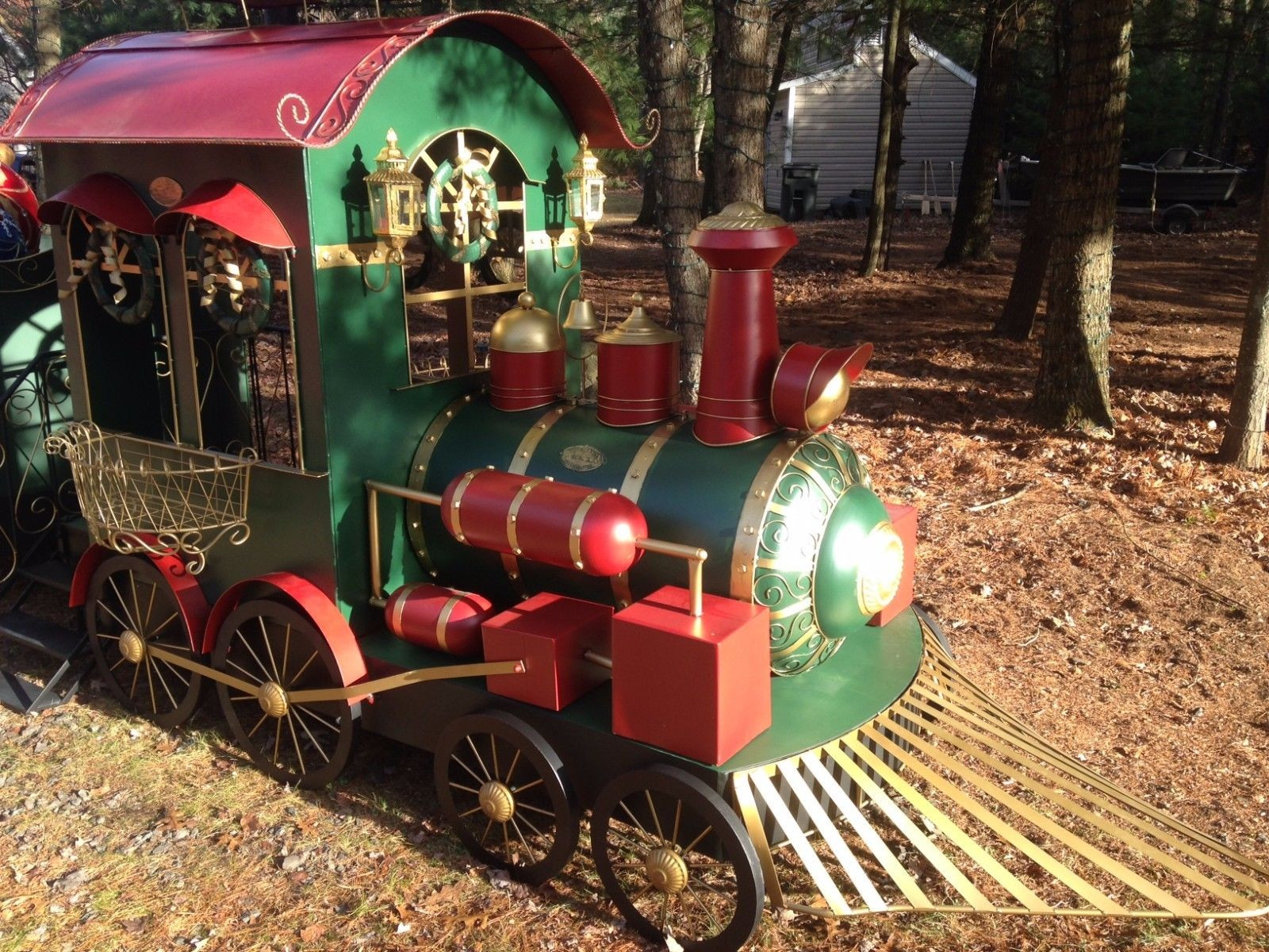 Tis Your Season HUGE Iron Christmas Train with Cart Commercial