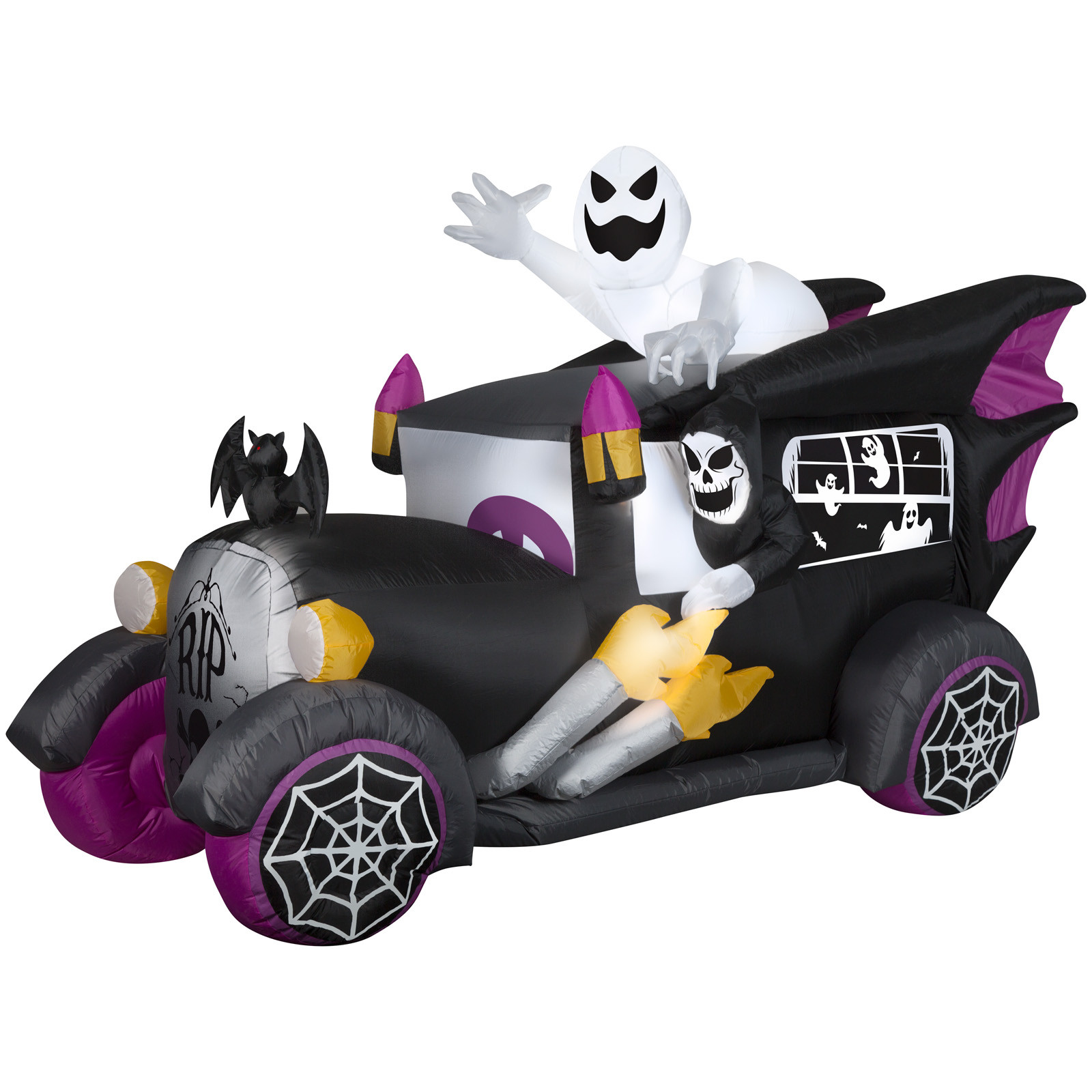 Gemmy 5.5' Tall Haunted Hearse Hot Rod Halloween Inflatable 