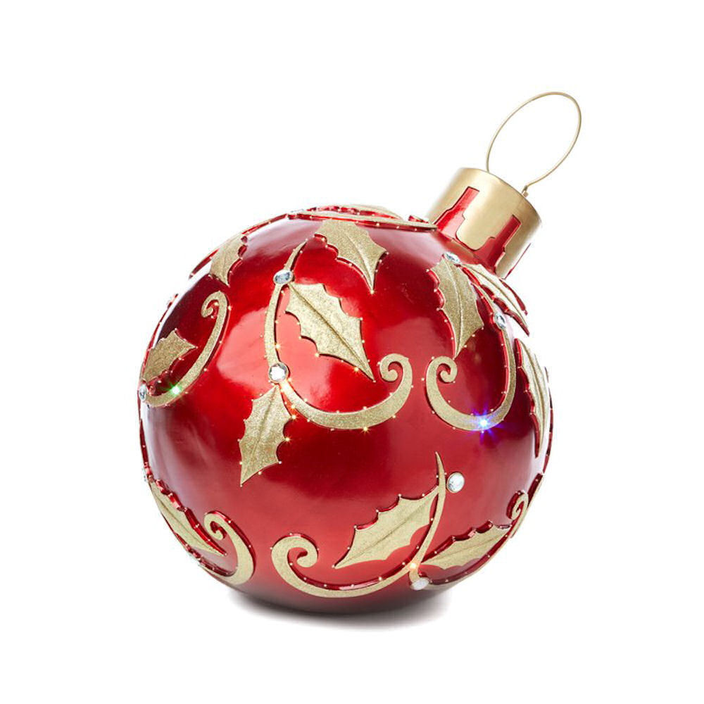24" Winter Lane Holly Red Fiber Optic Ornament Multi Color LED Lights