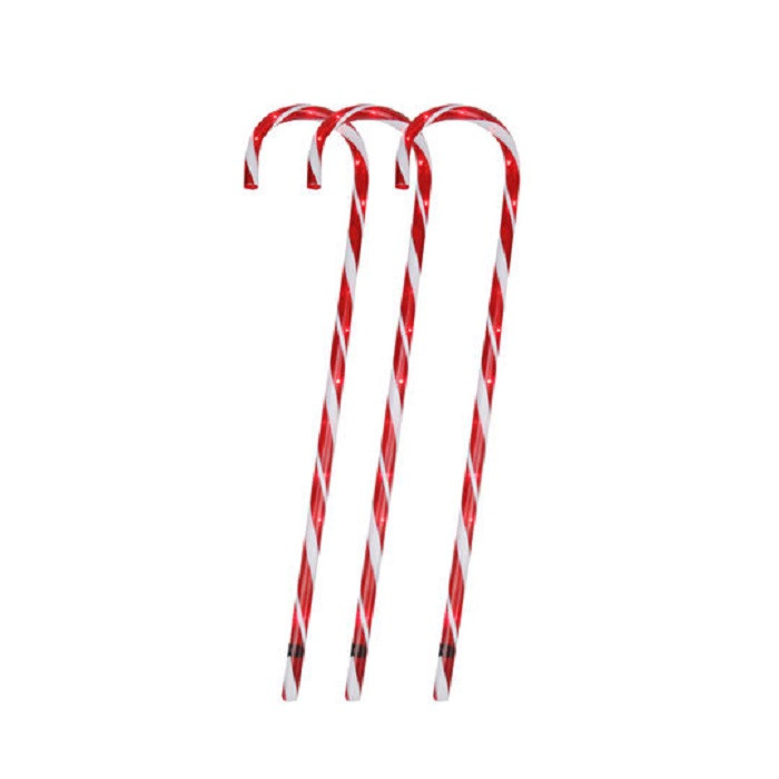 28" Lighted Candy Cane Outdoor Christmas Lawn Stakes Set of 3