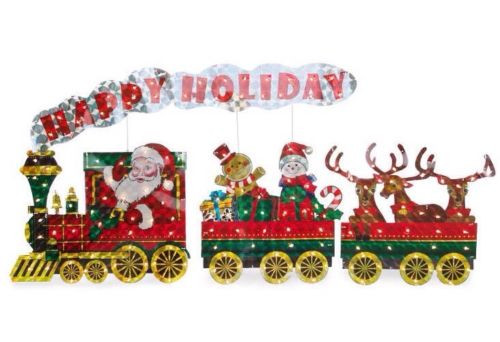 Light-Up Holographic Santa Train, 3-Piece Set