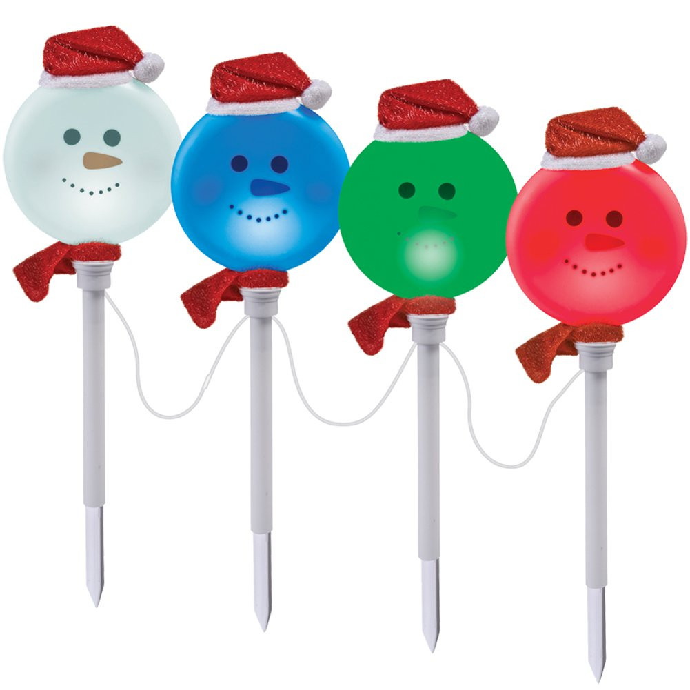 Gemmy Lightshow Snowman Pathway Stakes, Set of 4