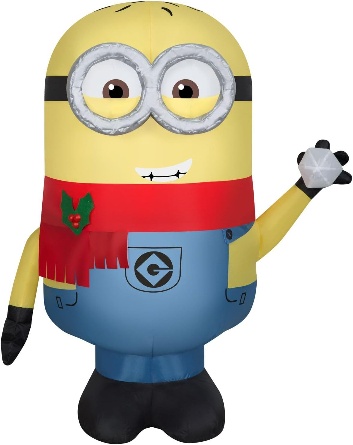 3.5 Ft Airblown Inflatable Minion Phil w/Scarf Throwing Snowball 