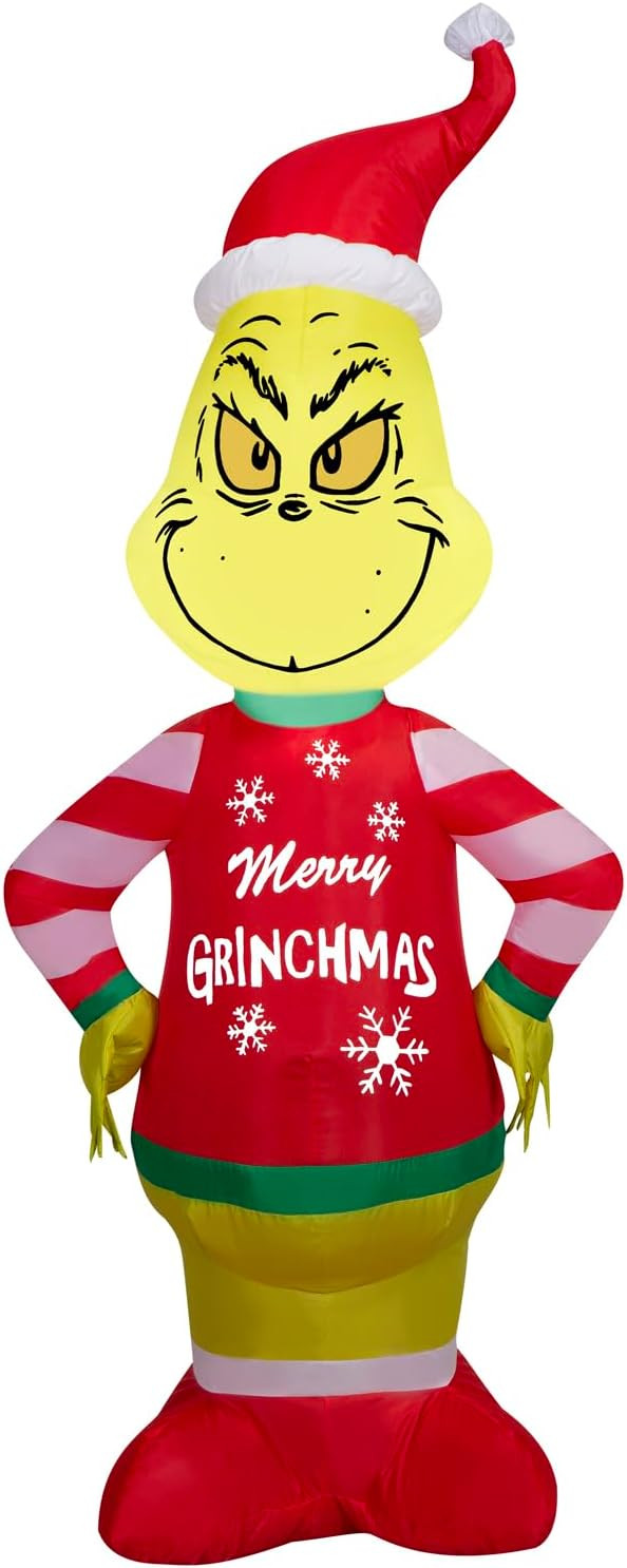4 Ft Grinch in Ugly Christmas Sweater Airblown Inflatable
