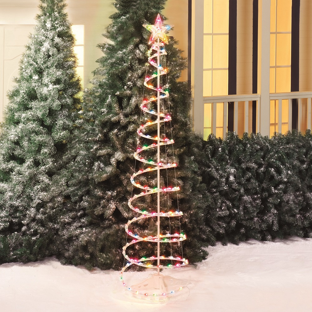 Christmas Lighted Spiral Tree Sculptures 2-Pack Holiday Multi-Color LED Lights 
