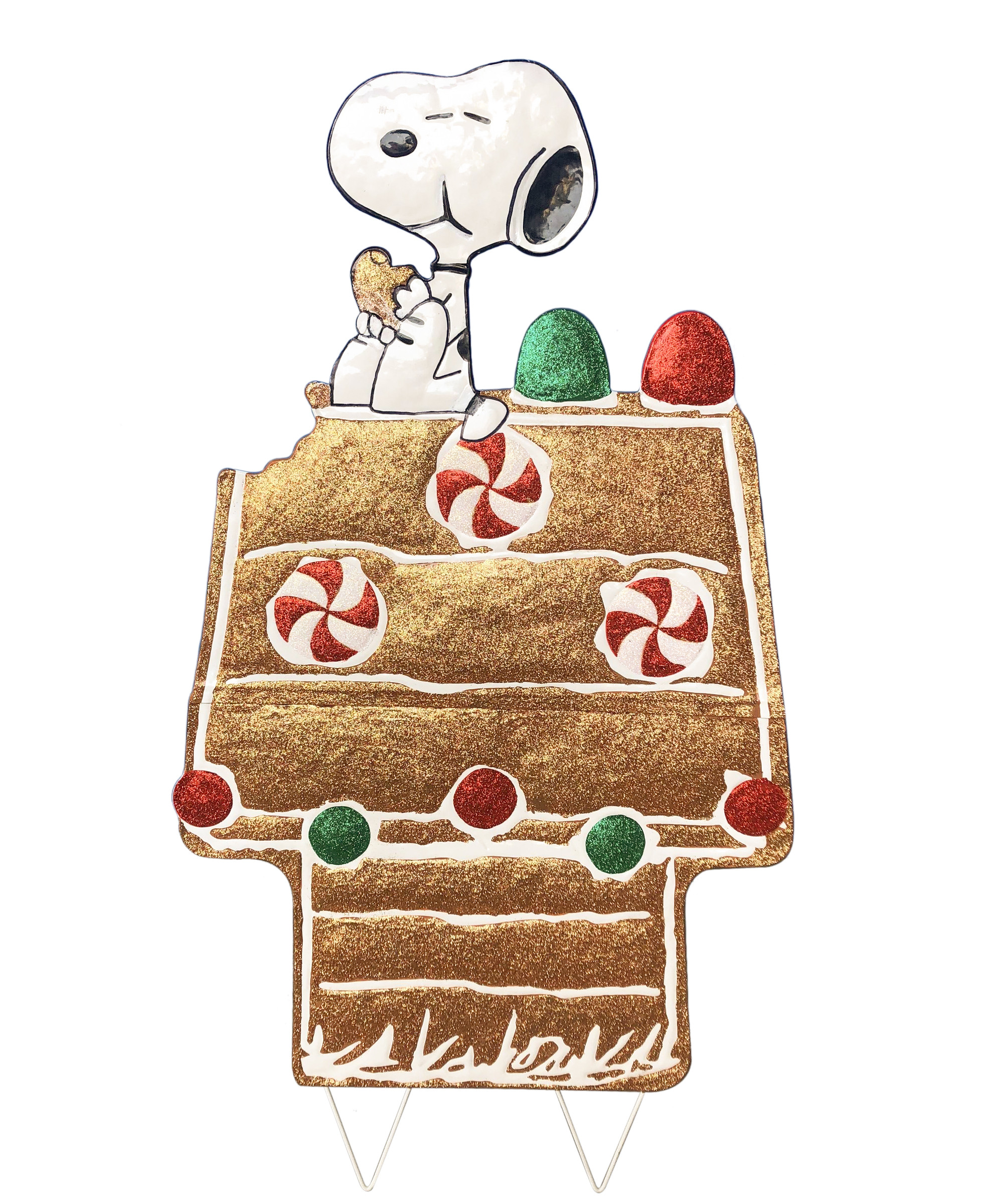 Snoopy Gingerbread House Hammered Metal Christmas Decor