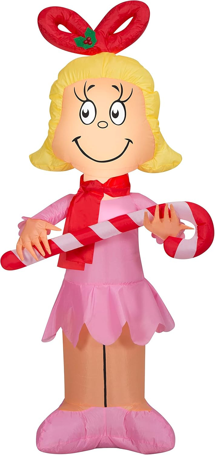 4' Gemmy Airblown Inflatable Cindy Lou Who Holding A Candy Cane