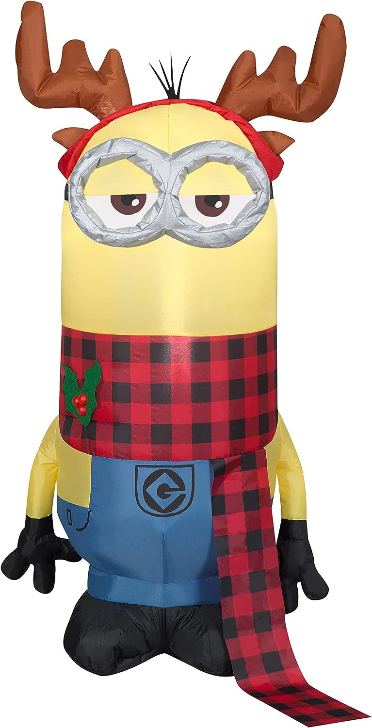3.5' Minion Kevin with Antlers Christmas Inflatable