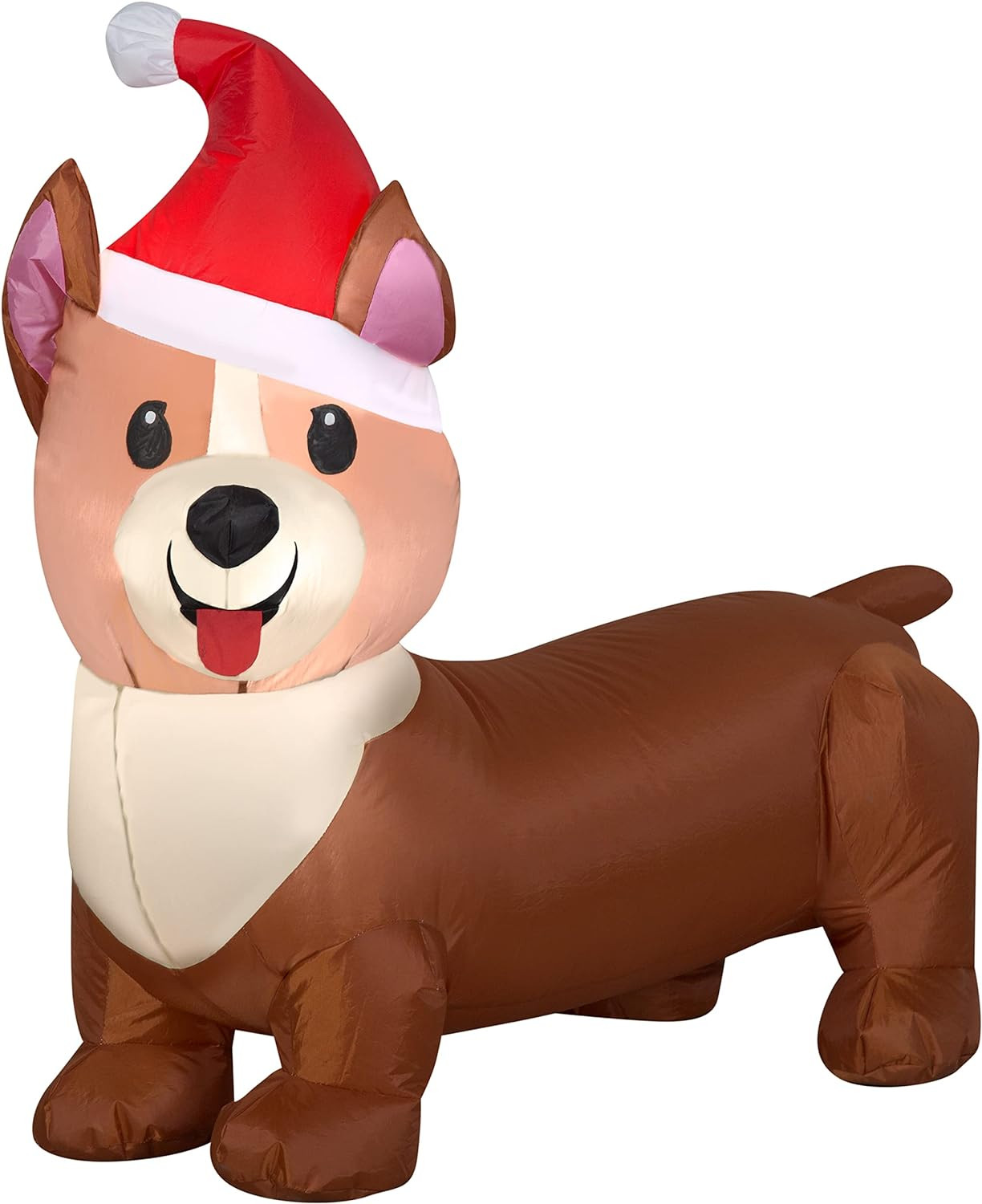 3.5 Ft Gemmy Airblown Inflatable Corgi Dog in Santa Hat