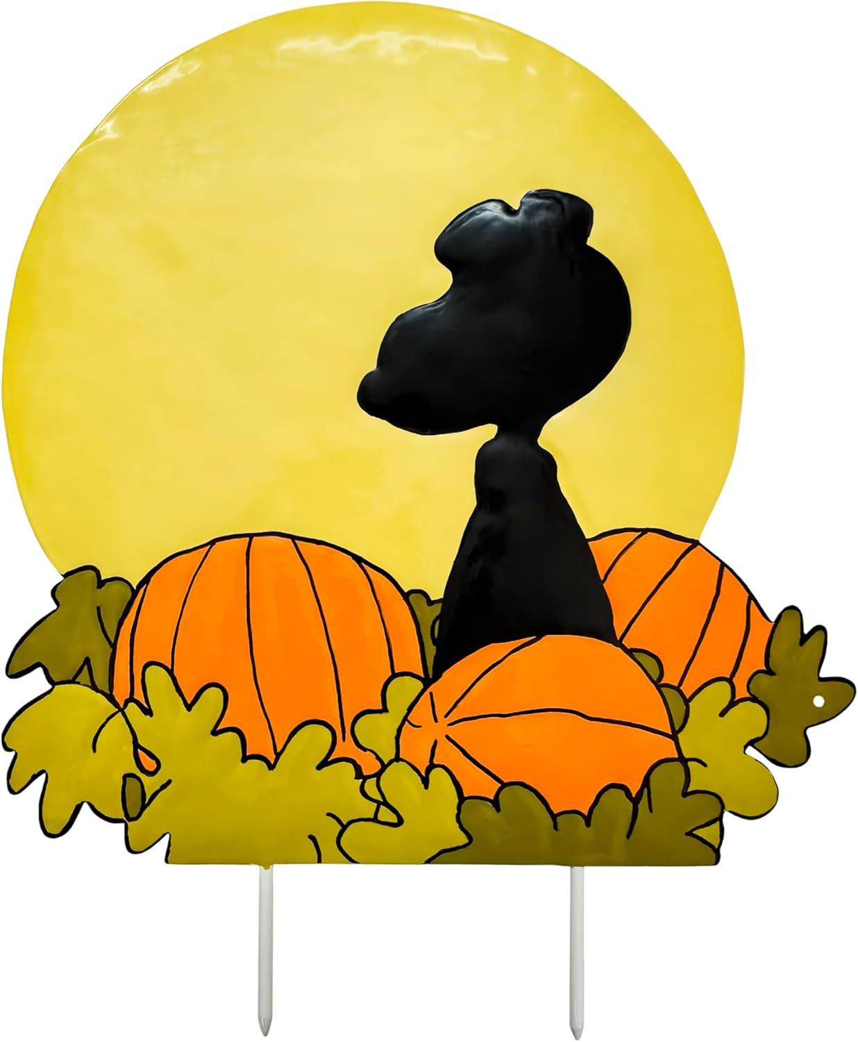 10" Great Pumpkin Snoopy Peanuts Pumpkin Press-in Metal Stake Halloween Harvest Decor 
