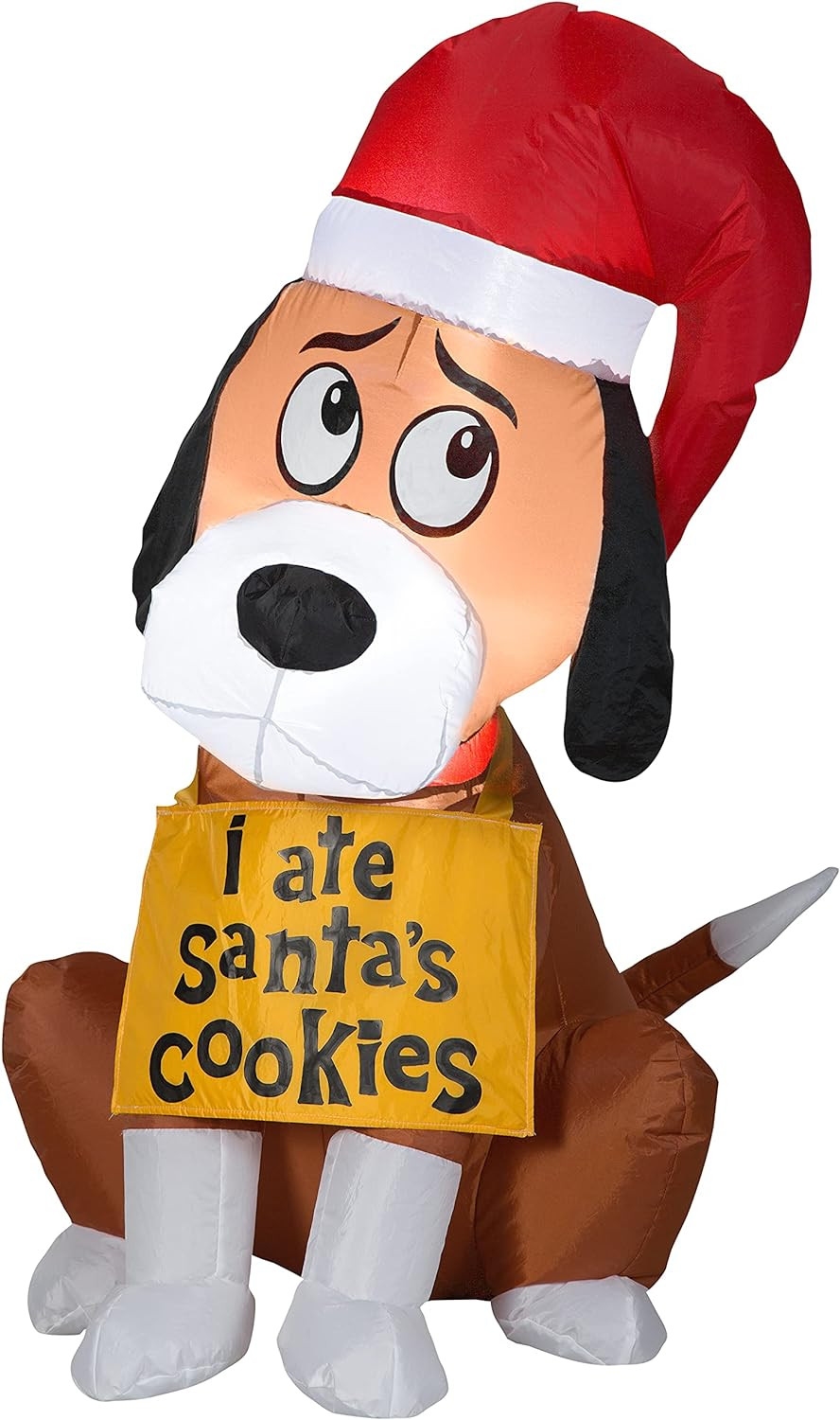 3.5 Ft Gemmy Airblown Inflatable Dog with "I Ate Santa's Cookies" Sign
