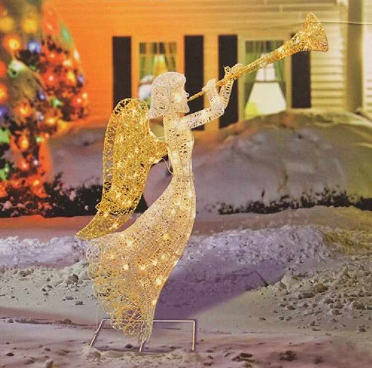 48" Animated Glittered Trumpeting Angel Lighted Christmas Decoration