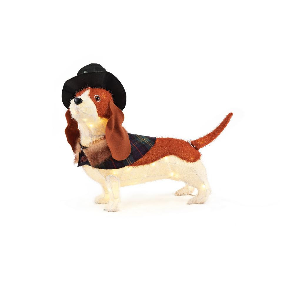 30 in. Fuzzy Basset Hound Christmas Decoration