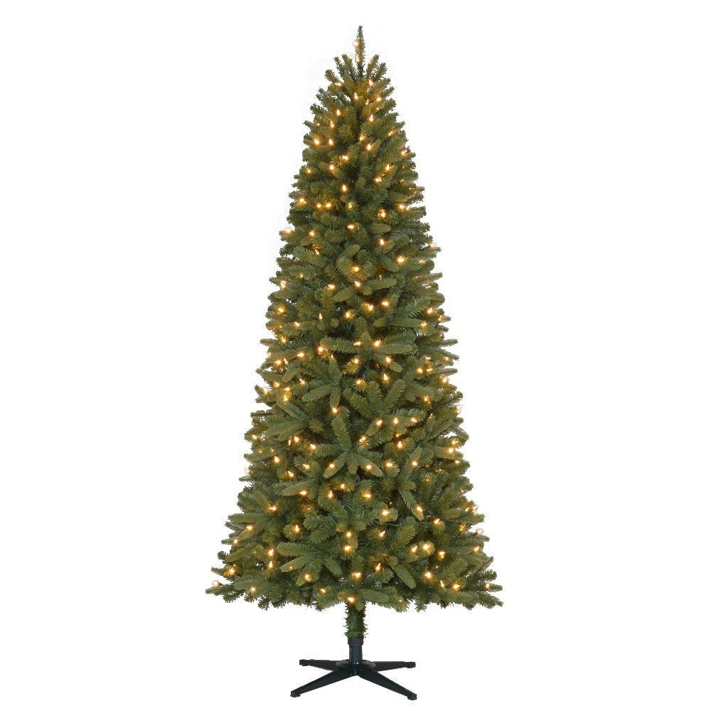 7 ft. Pre-Lit LED Benjamin Fir Quick-Set Artificial Christmas Tree with Warm White Lights