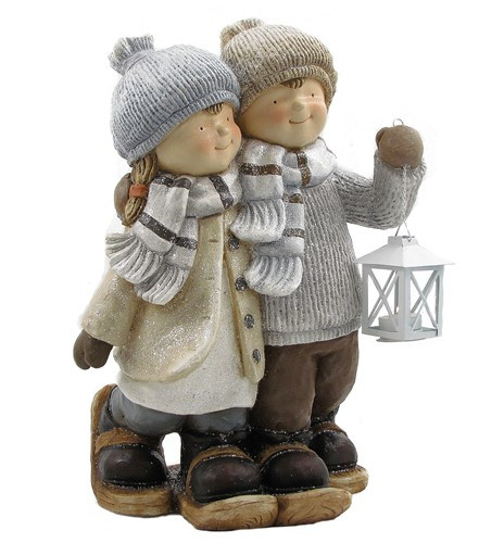 Boy & Girl with Snowshoes and Lantern Tushkas