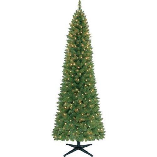 7' Pre-Lit Brinkley Pine Slim Artificial Christmas Tree with 300 Clear Lights