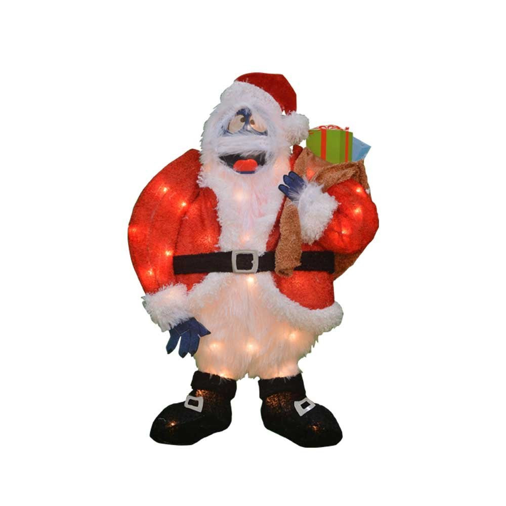 24-Inch Pre-Lit 2-D Bumble Santa Christmas Decoration