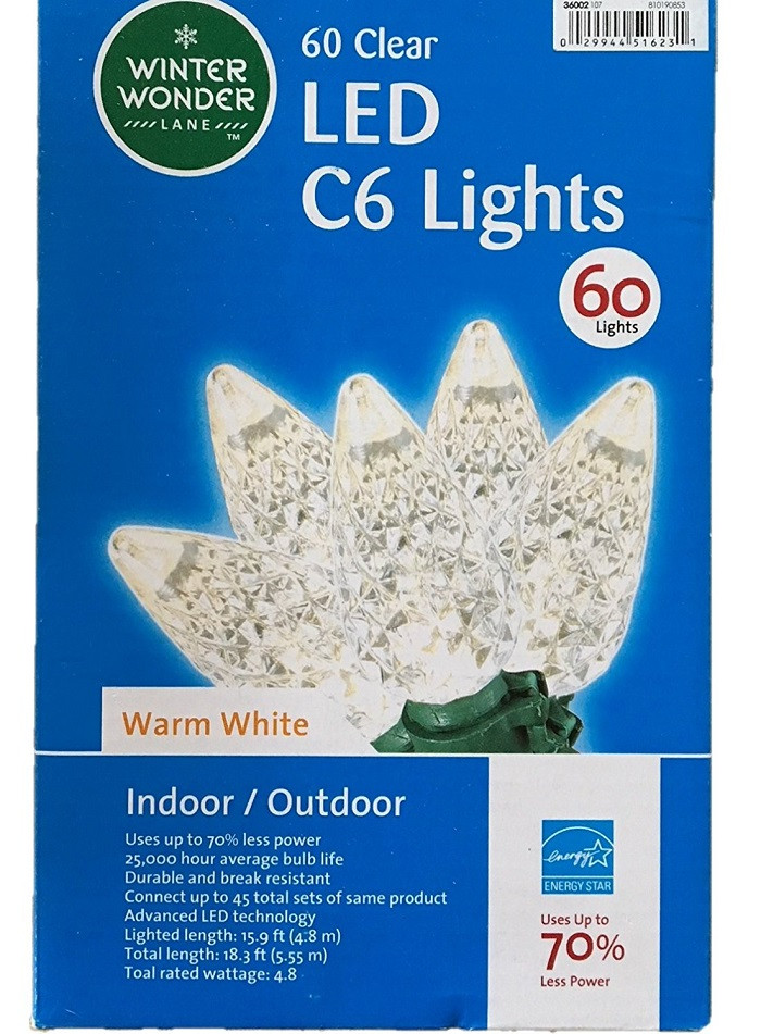 60 Clear LED C6 Lights Warm White