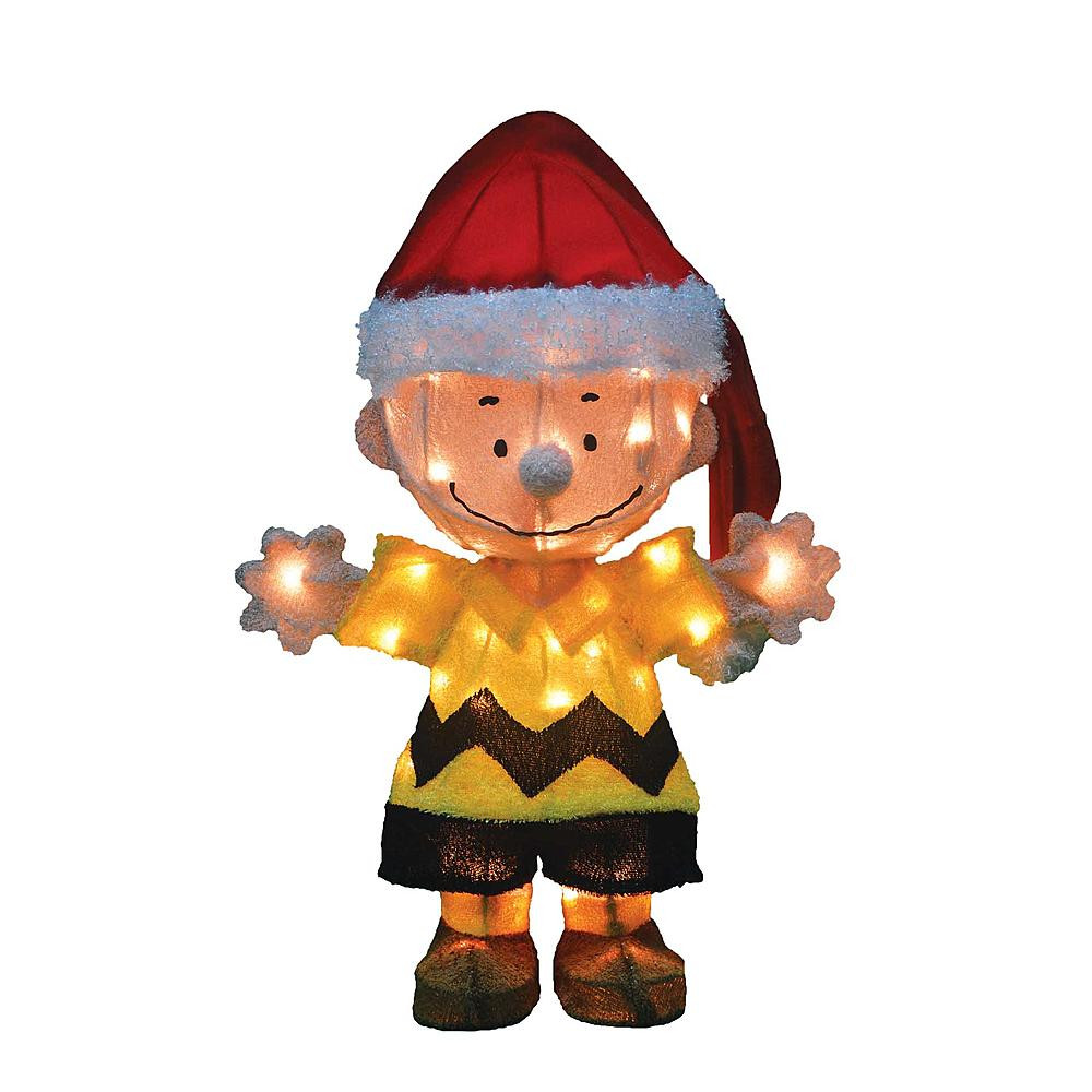 20-Inch Pre-Lit 3D Peanuts Santa Charlie Brown