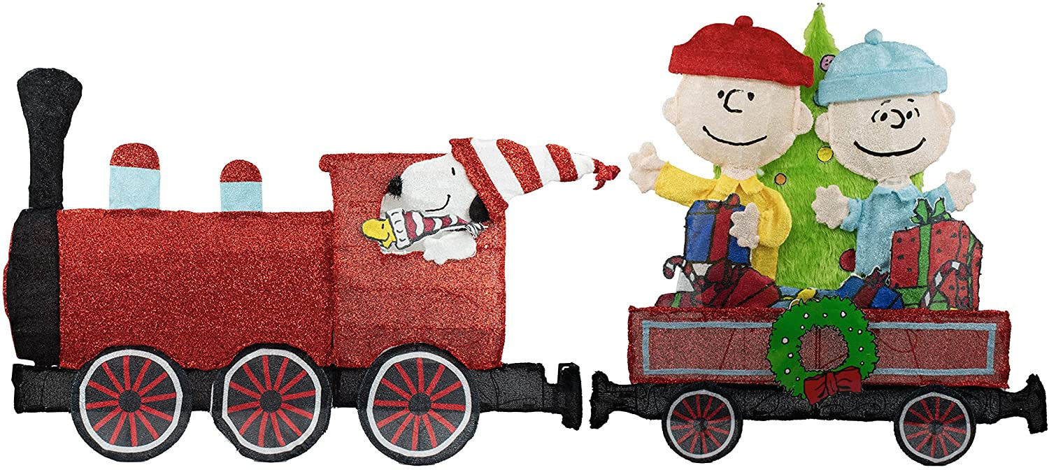 79" Wide Charlie Brown Train with Peanuts Gang 2 PC Set Outdoor 2D LED 