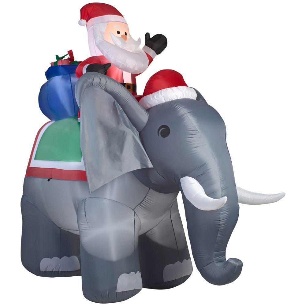 10.5 ft. Santa on Elephant Christmas Inflatable
