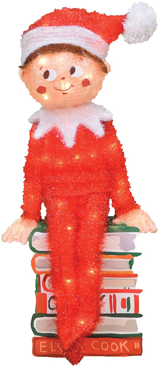 24-Inch Pre-Lit Elf on the Shelf Christmas Yard Decoration, 50 Lights