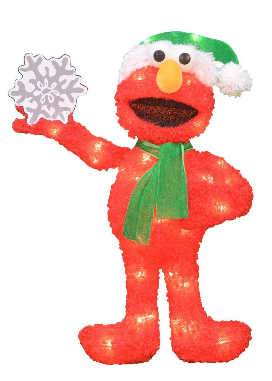 24-Inch Pre-Lit 2-D Elmo with Snowflake Christmas Yard Decoration