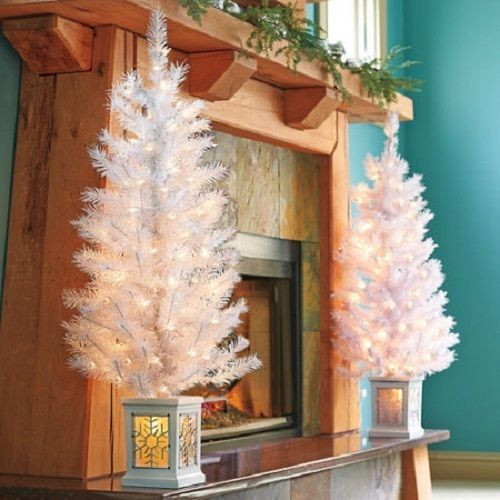 2-3.5' Pre-Lit White Christmas Tree LED Lighted Urn Entryway Trees