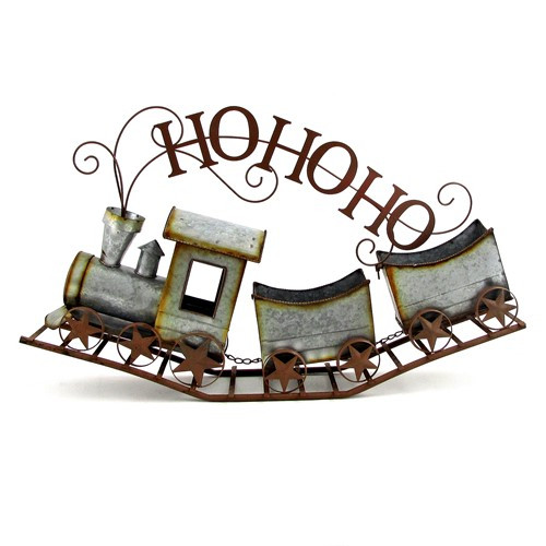Tis Your Season  Galvanized Metal Christmas Train