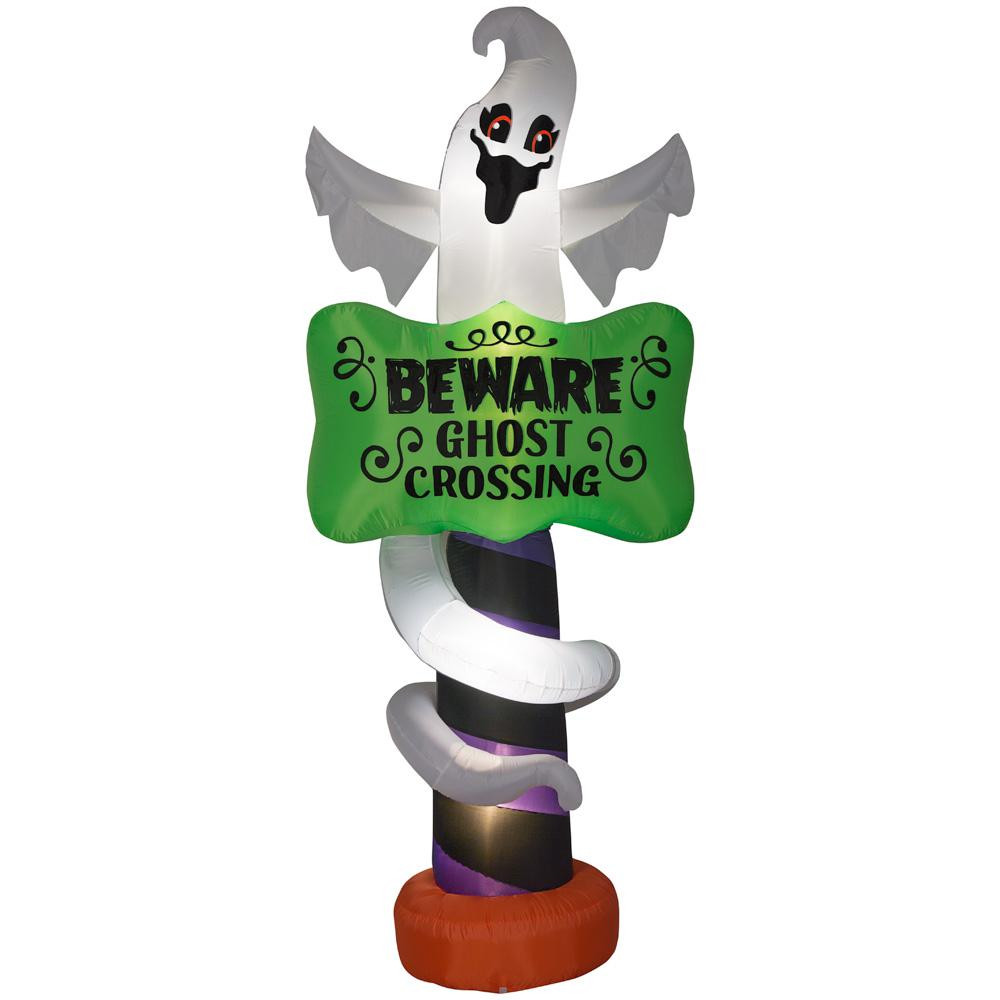 9 ft. BEWARE Ghost Crossing Halloween Inflatable 