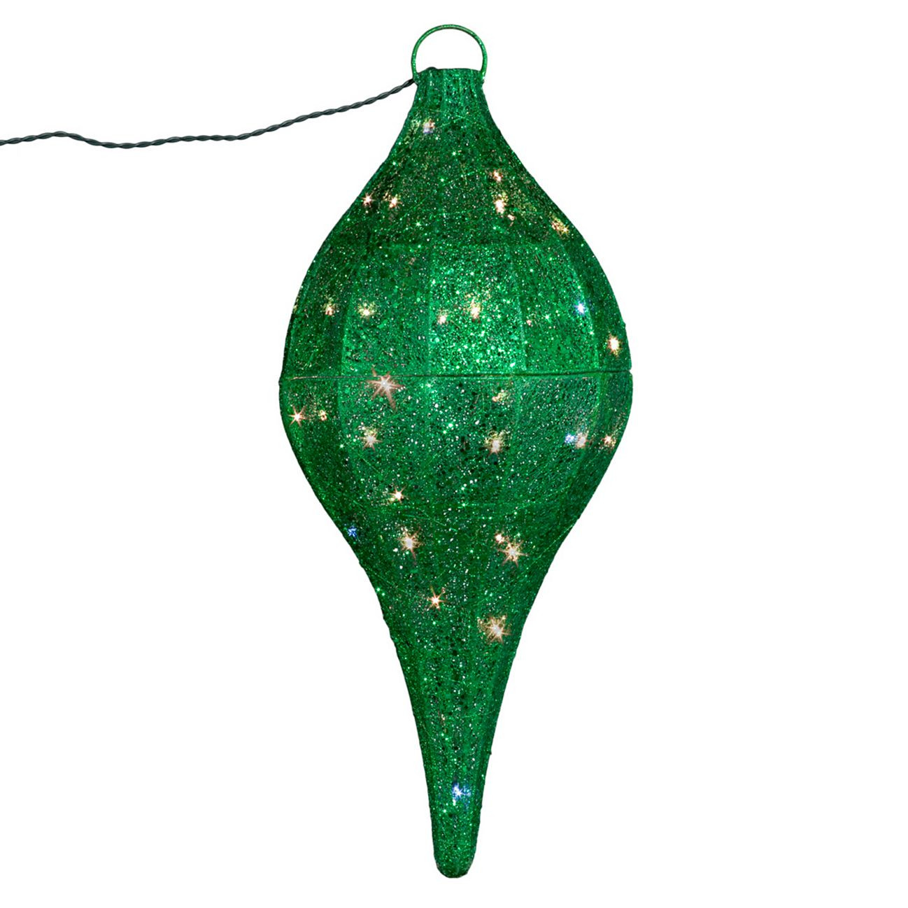 25 in. LED Lighted Green Mesh Hanging Ornament