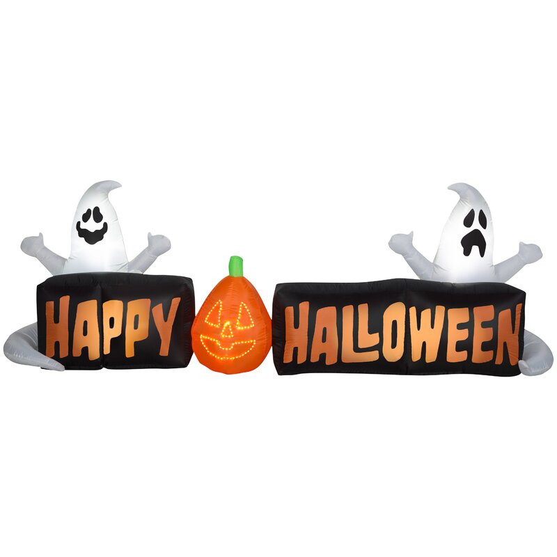 Lightshow Micro Lights Sign Happy Halloween with Ghosts Halloween Inflatable