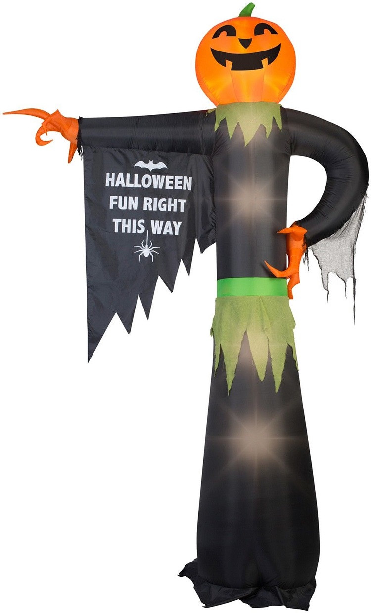 12' Pumpkin Reaper Pointing w Halloween Sign Airblown Inflatable