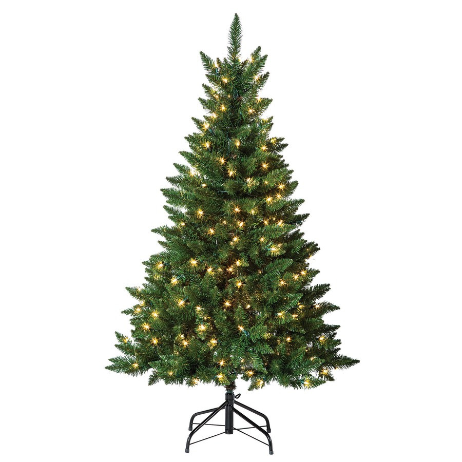 4.5-ft Pre-Lit Bristen Pine Artificial Christmas Tree White with Clear Lights