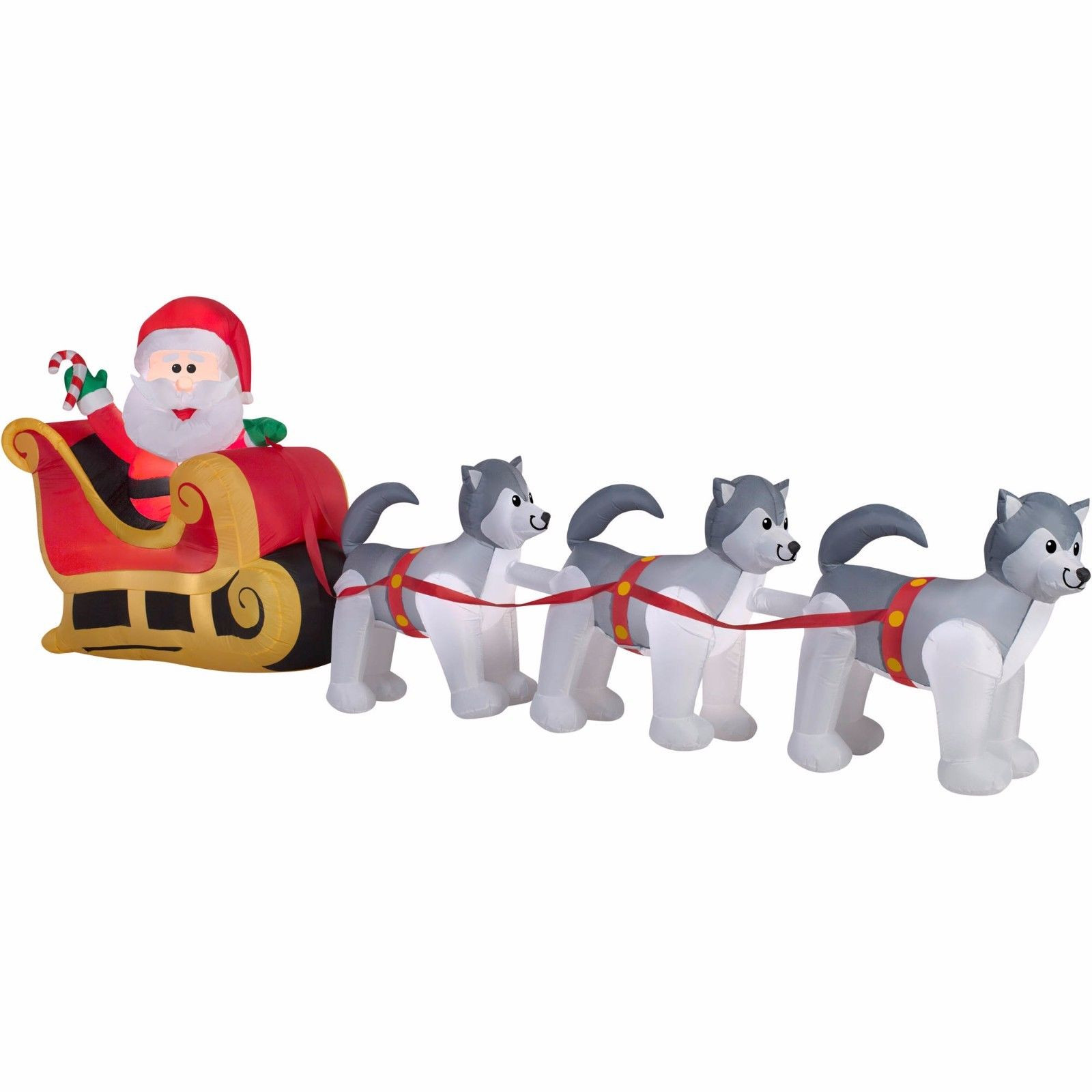 12.5' Inflatable Santa Huskies Dogsled Scene