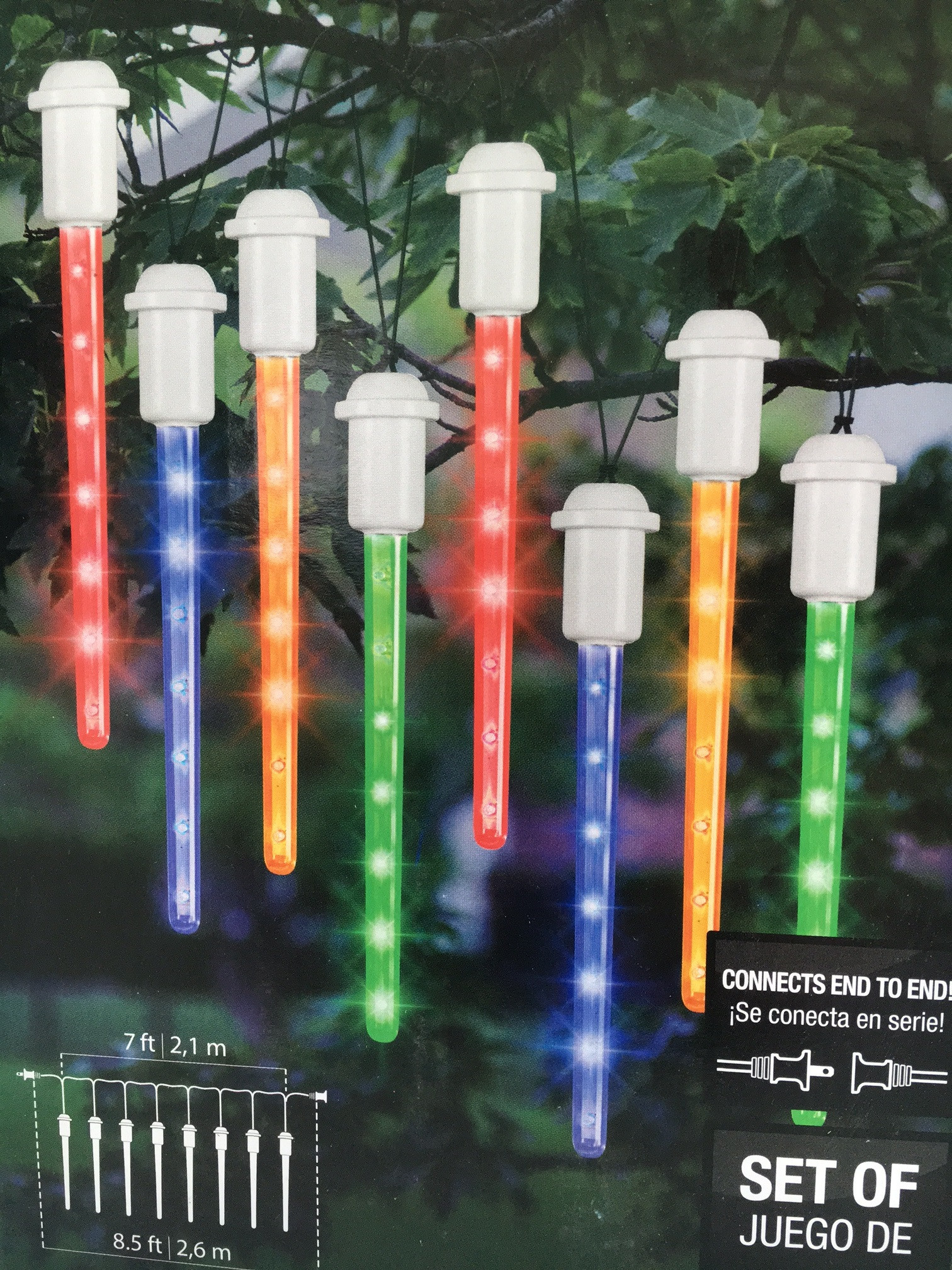Lightshow Shooting Star 7ft Multi-color LED Icicle Lights Set of 8