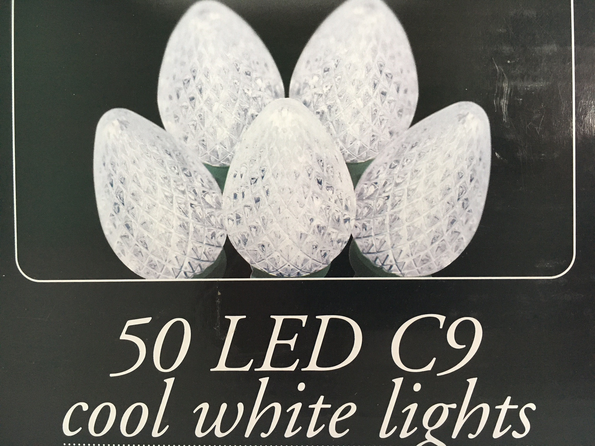 50 LED C9 Cool White Christmas Lights