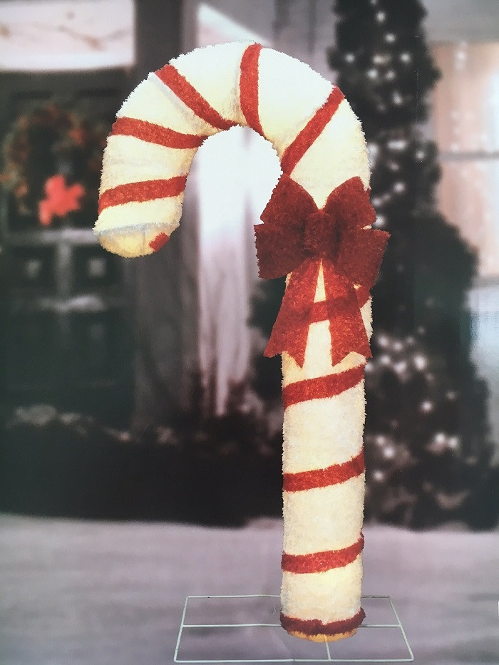 Tis Your Season 72 Lighted Fluffy Candy Cane Sculpture Outdoor