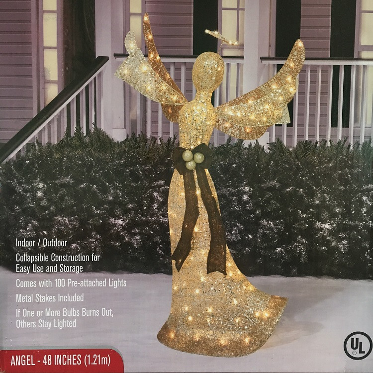 Tis Your Season 48 Lighted Shimmering Champagne Christmas Angel