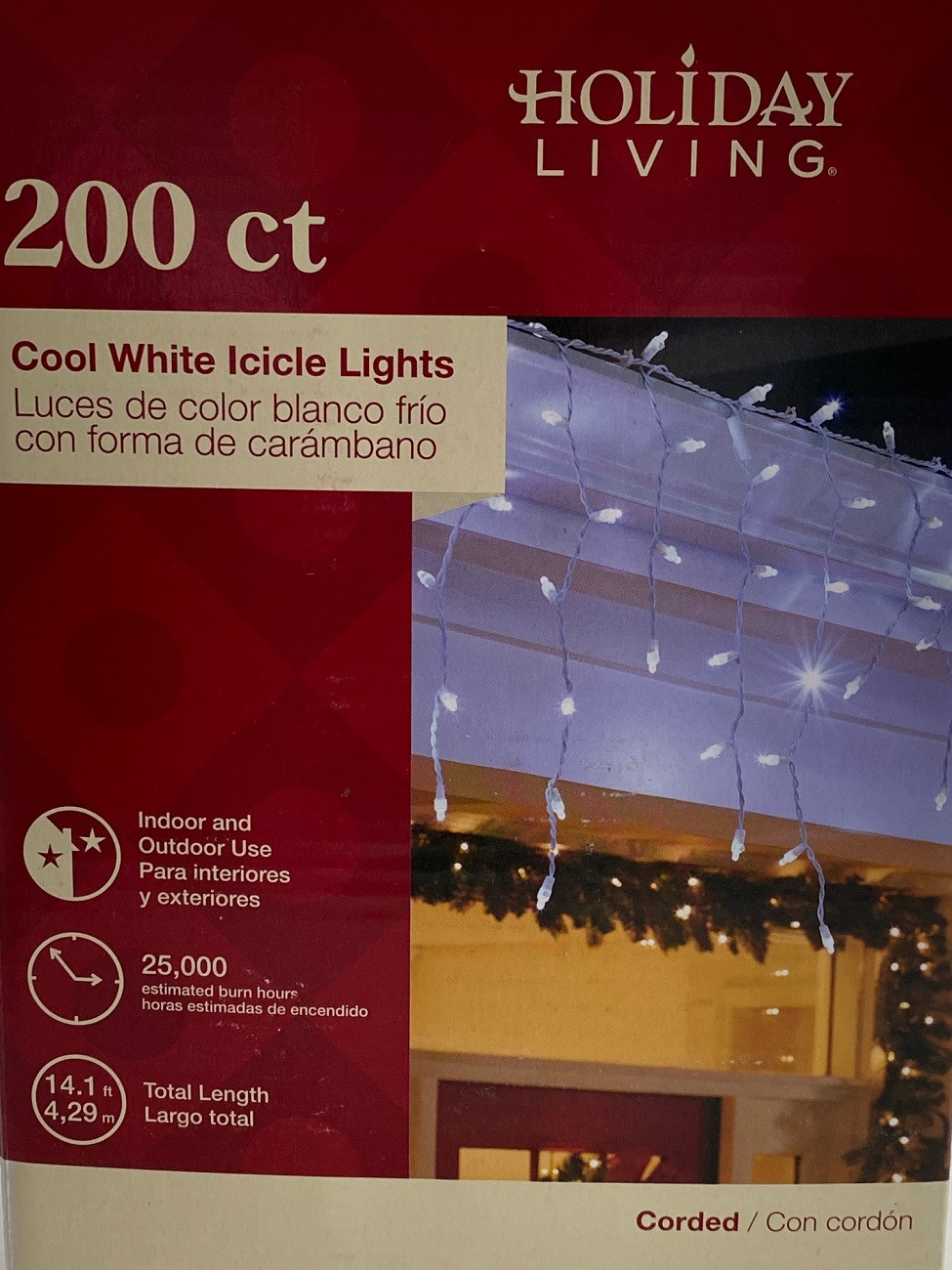 200-Count Cool White Dome LED Christmas Icicle Lights