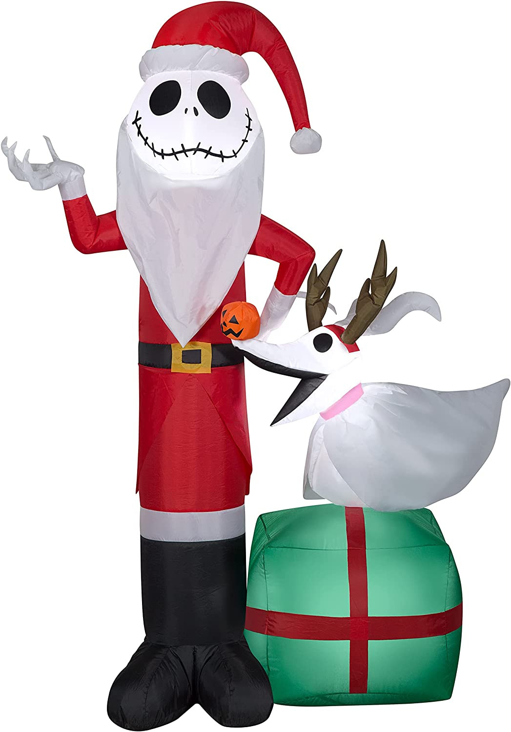 5 Ft Gemmy Airblown Inflatable Jack Skellington w Zero in Antlers