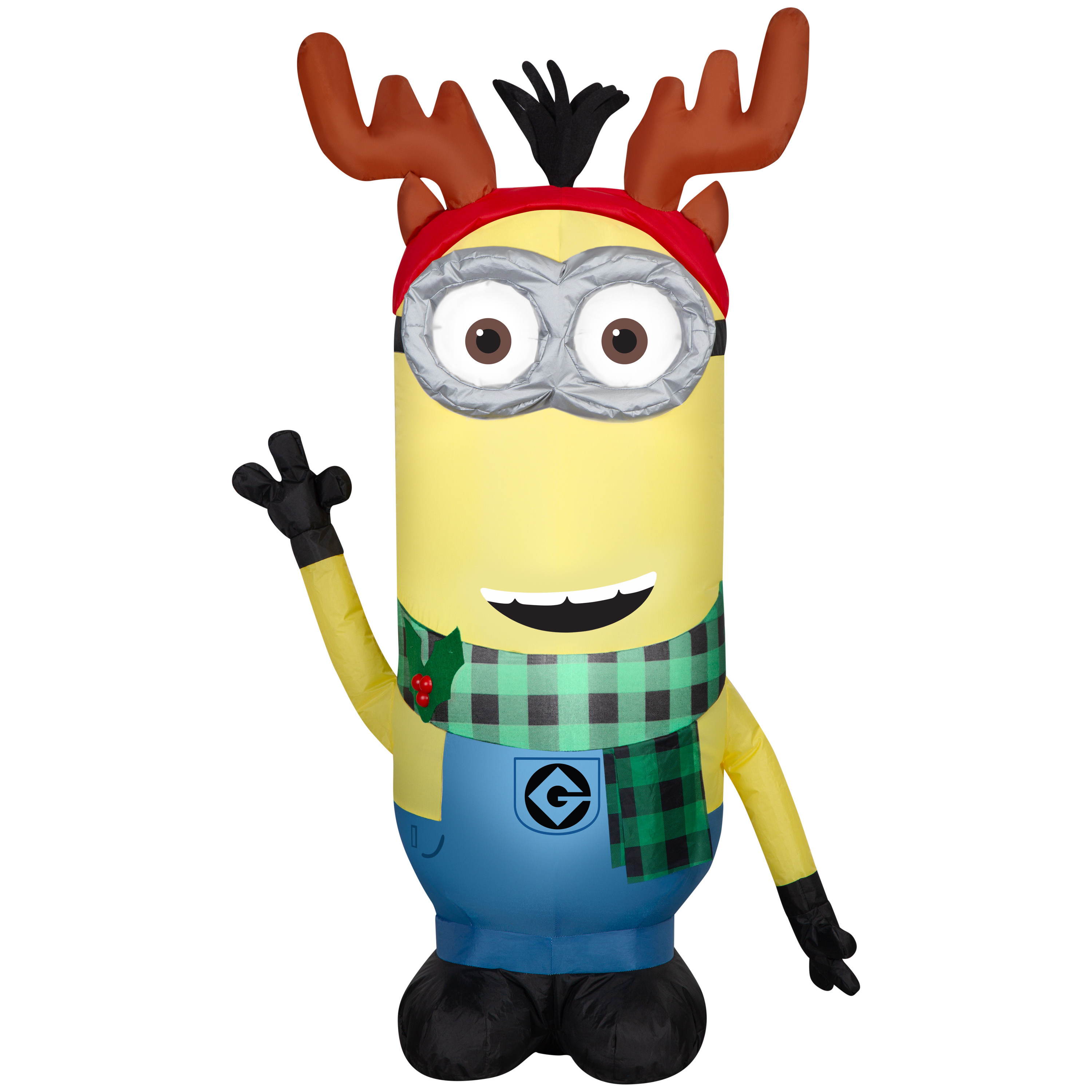 3.5' Minion Kevin w/Antlers Headband and Green Scarf Airblown Inflatable