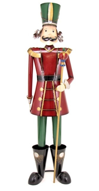 60" Iron Metal Toy Soldier with Staff Christmas Decoration