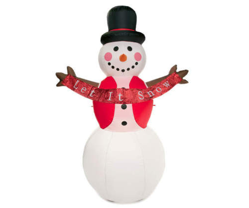 8' Inflatable Snowman with Let it Snow Banner